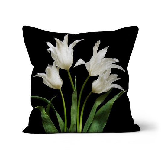 Pointed White Tulip Flowerscape, Cushion