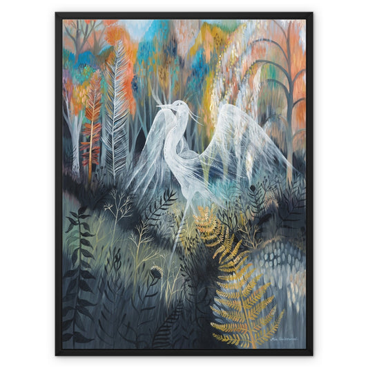 Ghost Heron, Framed Canvas