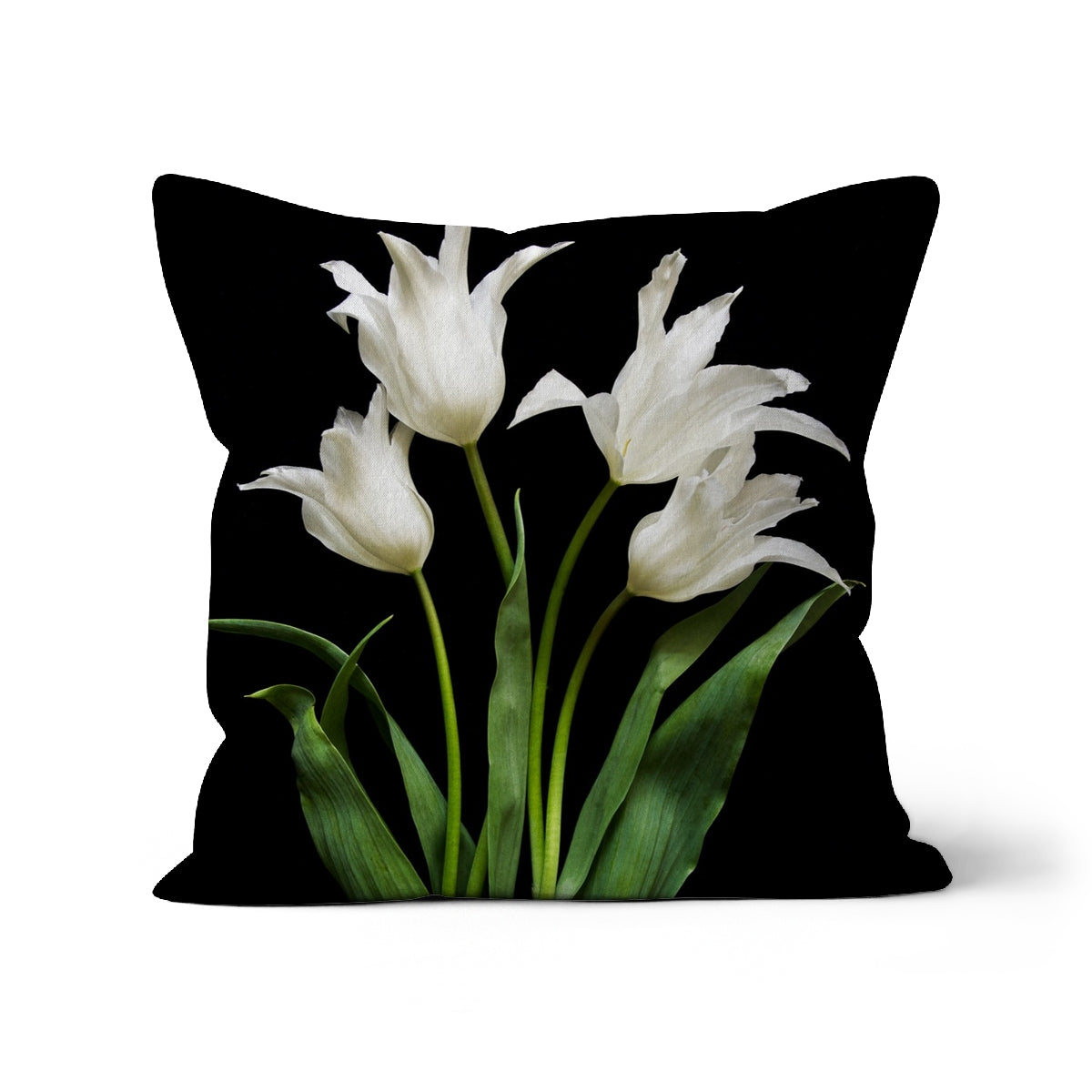 Pointed White Tulip Flowerscape, Cushion